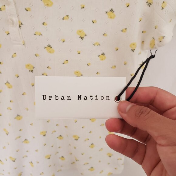 Urban Nation Woman White Yellow Floral Pattern Breathable Cute Shirt Size M - Picture 6 of 15